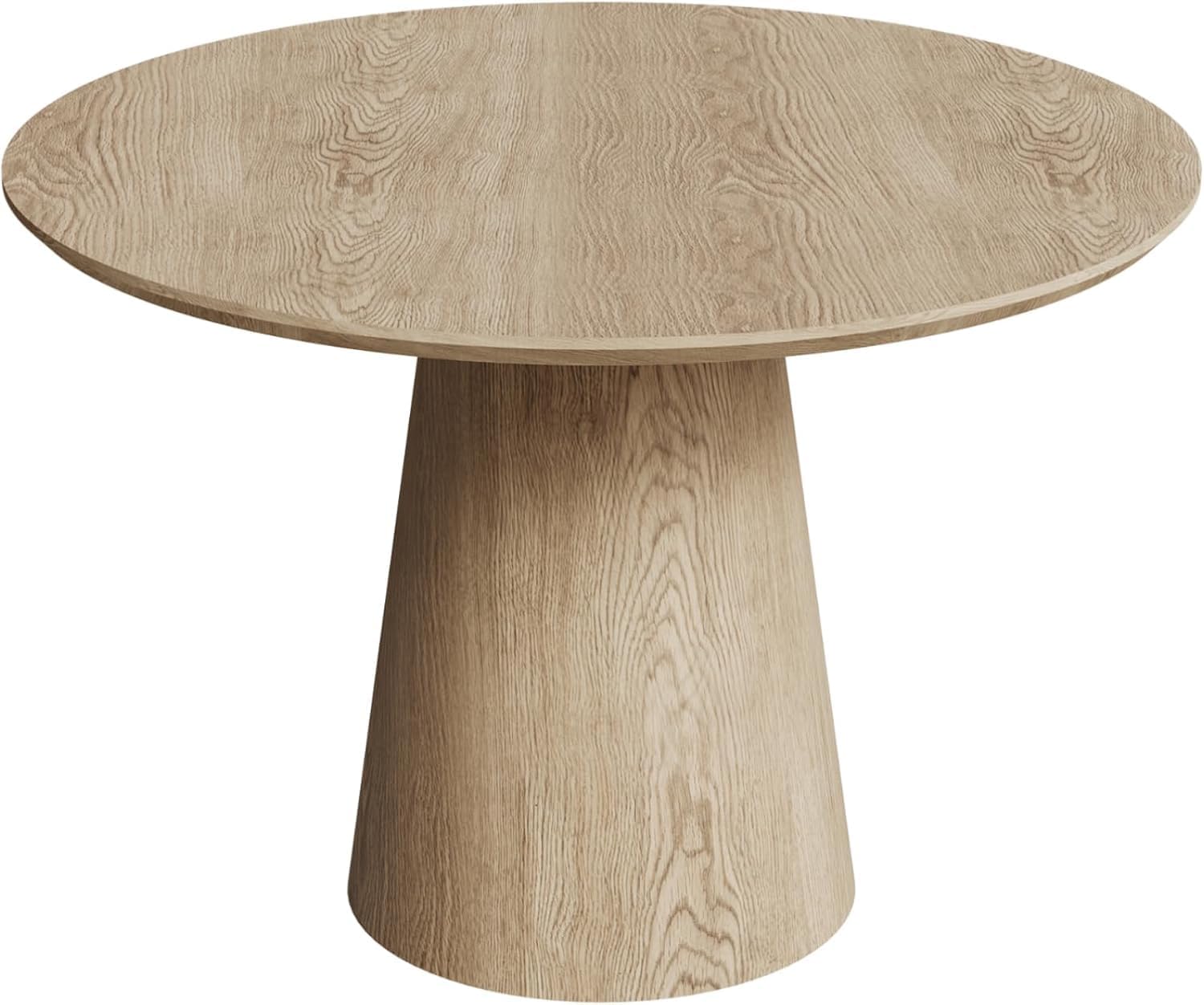 43 Inch Round Dining Table for 4-6 Person,Rustic Circle Kitchen Table with MDF Finish Tabletop and Wood Strip Columns Base for Kitchen Dining Room（Wood）