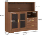 Auromie Wine Bar Cabinet with LED Light, Home Coffee Cabinet with Wine and Glass Rack, Kitchen Buffet Sideboard with Storage Cabinet&Drawers, Modern Liquor Cabinet for Living Room Dining Room (Brown)