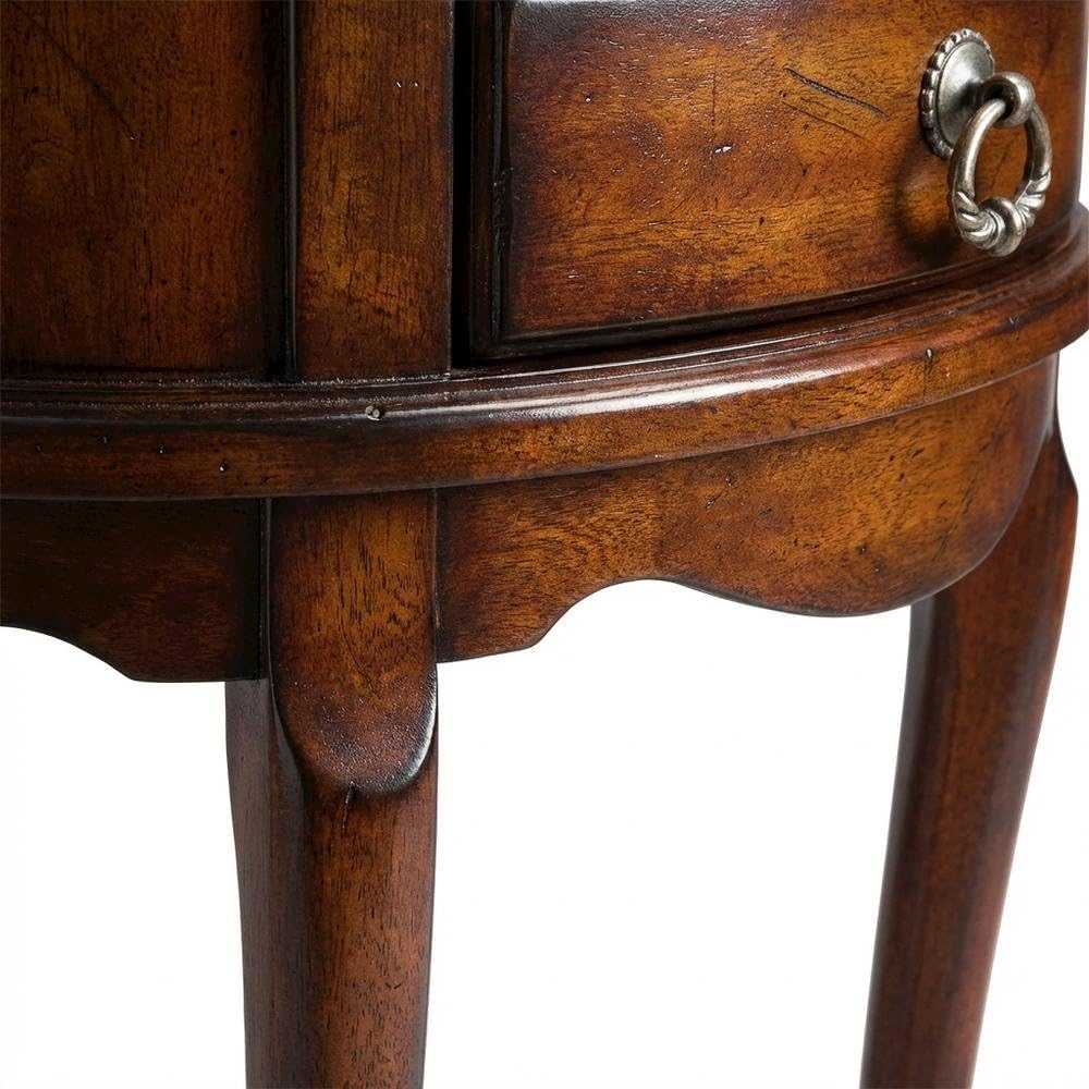 Starlight Canyon Home Oval Side Table with Storage Drawers, Traditional Cherry End Table with Rubberwood and Poplar Frame Construction