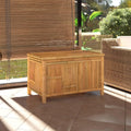 Bamboo Patio Storage Box 35.4x20.5x21.7 Inch Outdoor Storage Bench for Garden Cushions, Toys, and Tools with Ventilated Slats
