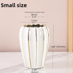 White Gold Ceramic Vase - Small Round Decorative Vase for Table Centerpieces, Wedding Decor, and Home (7.48 Inches Tall)