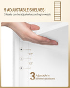 Hzuaneri Shoe Storage Cabinet, 10 Tiers Freestanding Shoe Cabinets, Wooden Shoes Rack with Cubby, 46-50 Pairs, Farmhouse Tall Shoes Cubby Organizer for Entryway, Living Room, White SR59803X