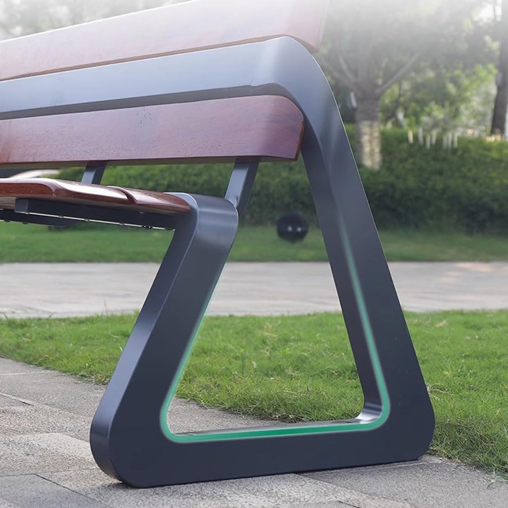 Outdoor Bench,Stainless Steel Seat Community Double Back Garden Square Chair Benches for Outdoors