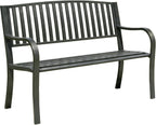 YLGJ&TIDY 50 Inches Garden Benches for Outdoor Patio Bench with Stripe Pattern Backrest Armrest Weatherproof Park Benches Metal Bench for Garden Park Porch Lawn Yard (Vertical Line)