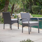 Patio Dining Chairs, Cordoba Set of 2 PE Wicker Outdoor Rattan Side Chairs for Garden Deck Backyard Porch Dining Table and Patio Seating