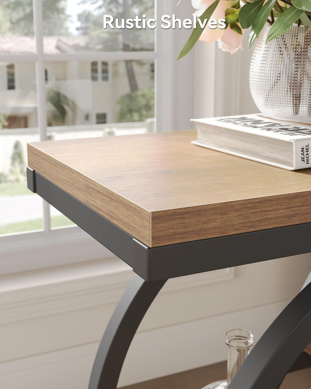 End Table, Narrow Side Table with 4-Tier Large Storage Space, Modern Bedside Table for Living Room, Home Office, Bedroom, Natural