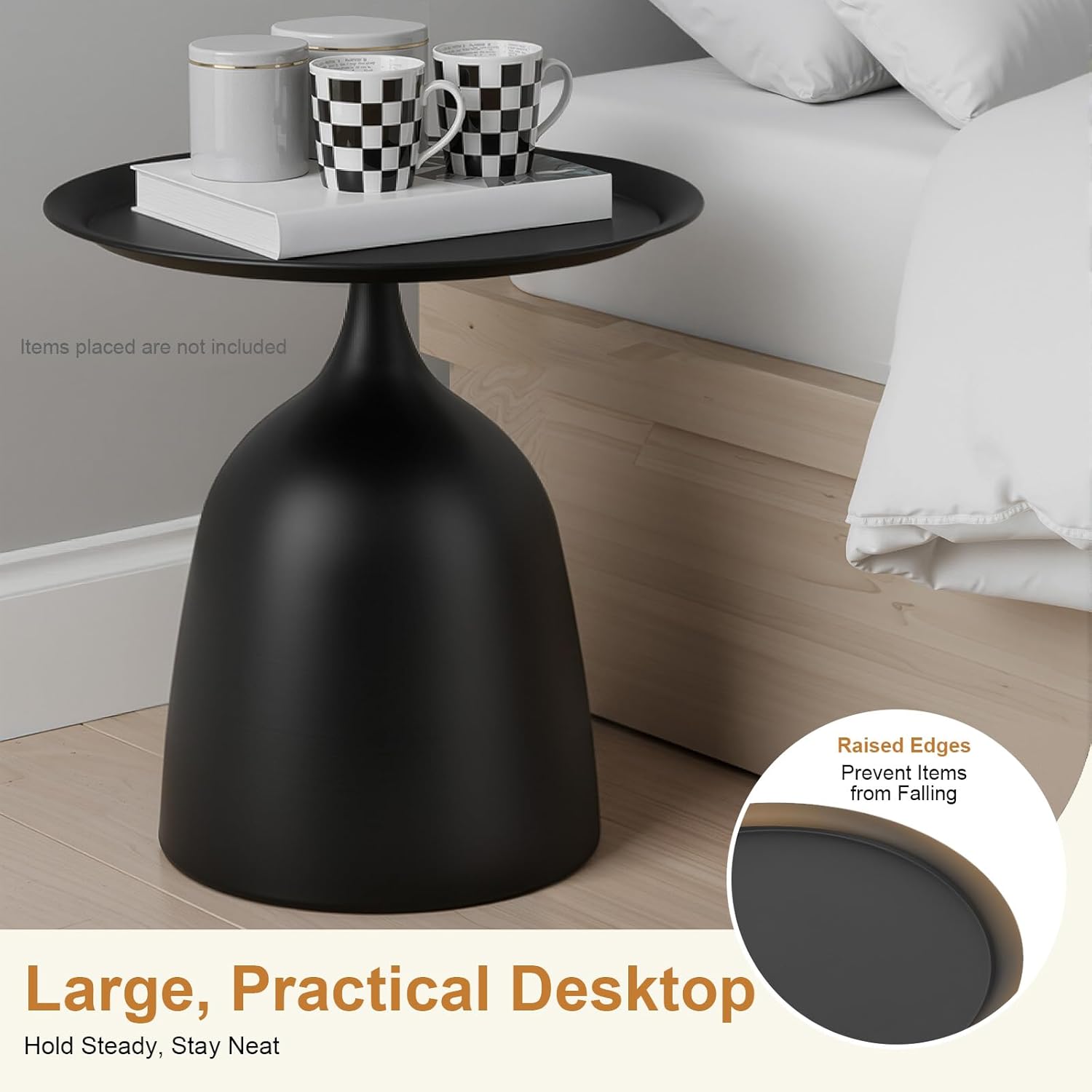 2-Piece Coffee Table, Durable Small Round Coffee Tables for Living Room, Easy Assembly Modern Nesting Coffee Tables Set, Circle Side Tables Round End Table for Sofa Bedside Balcony (Black)
