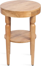 Kate and Laurel Ardentown Modern Round Wood Side Table, 16 x 16 x 24, Natural Wood, Turned Leg Two-Tier End Table for Use as a Bedroom Nightstand or Living Room Plant Stand Table