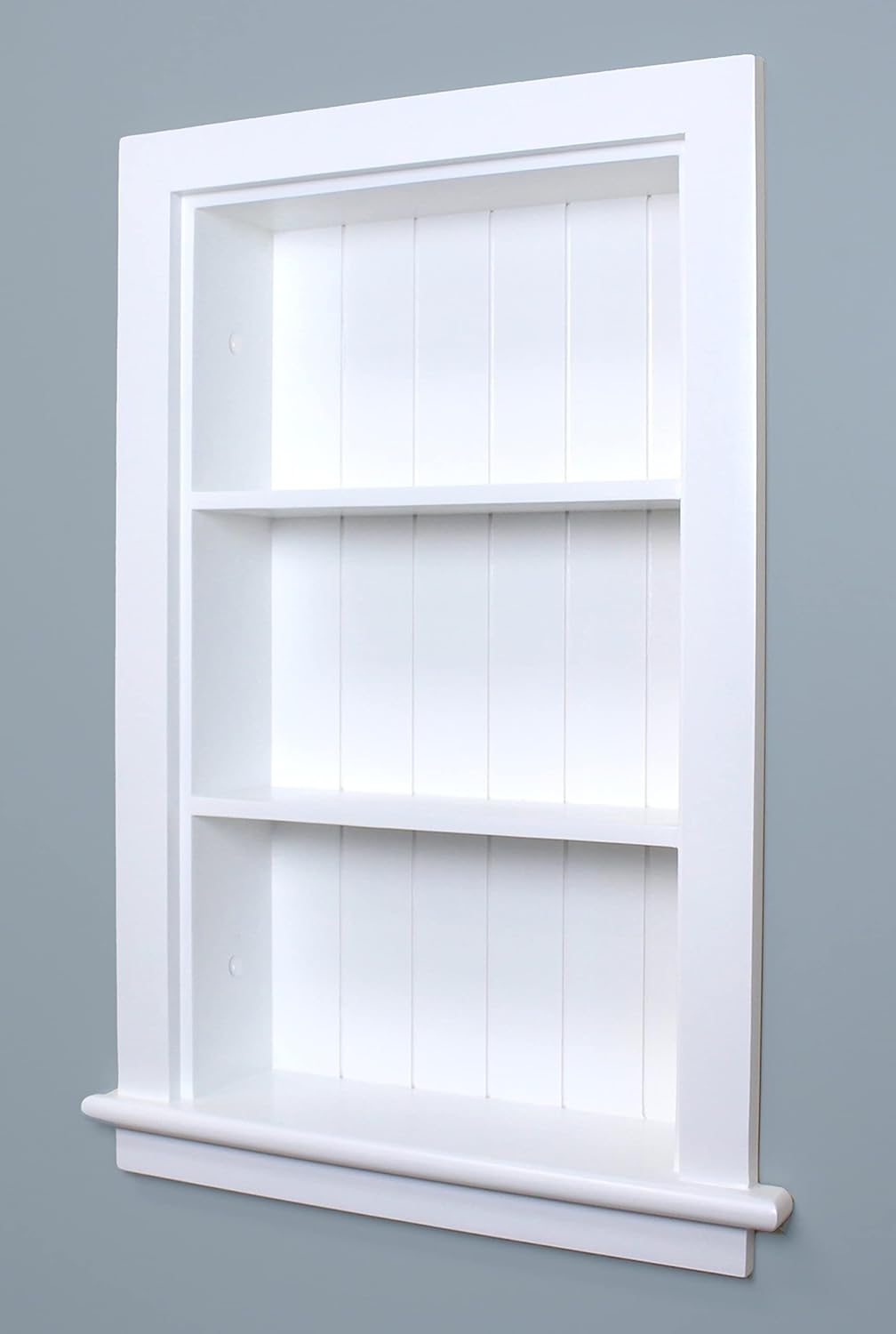 14x24 Aiden Recessed Wall Niche Medicine Cabinet Replacement, in The Wall Bathroom Cabinet Insert Shelf/Shelves, Made in North America, Real Wood, NO MDF, Beadboard, White