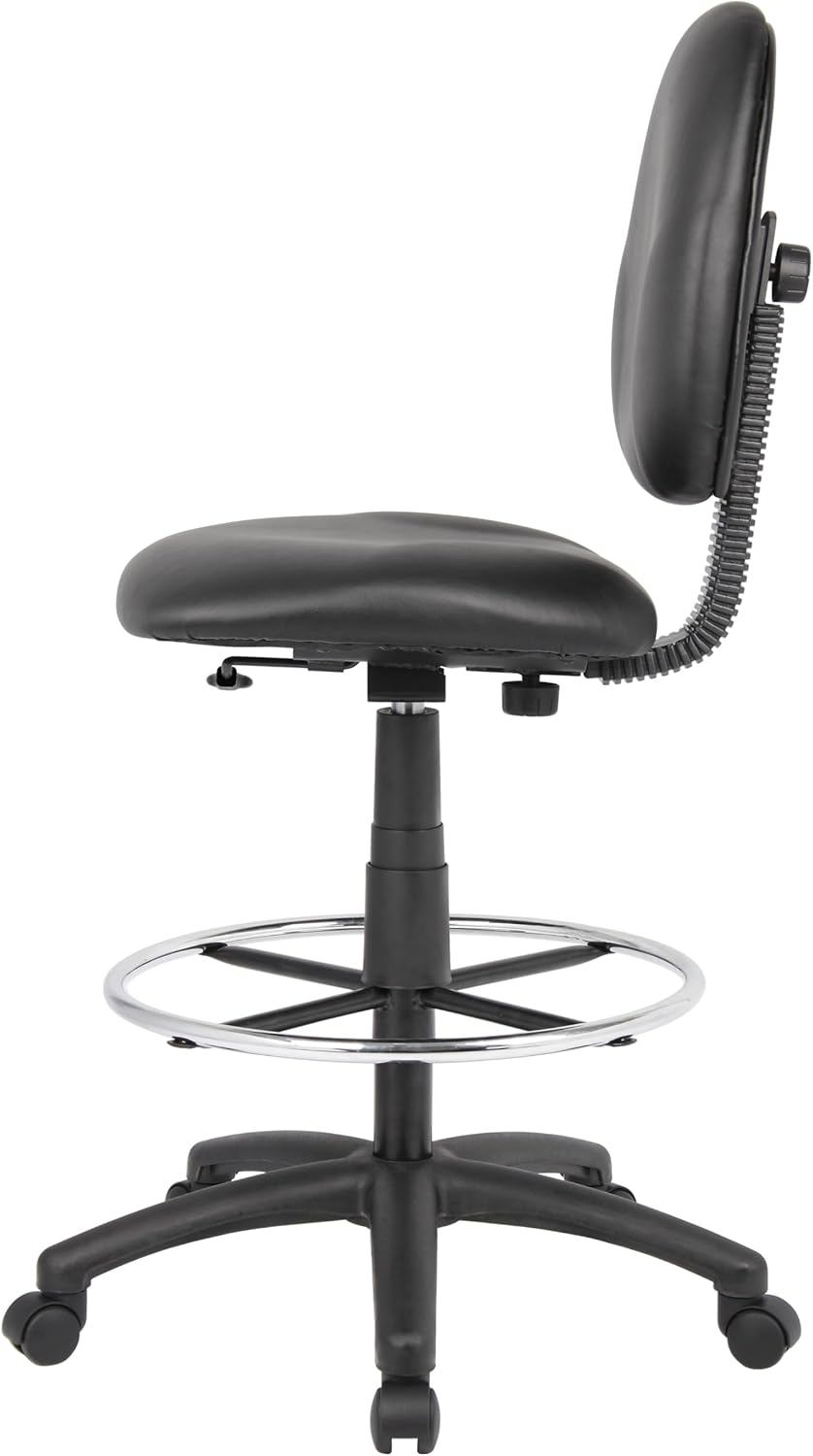 Boss Office Products Stand Up Caressoft Drafting Stool Without Arms in Black (B1690-CS)