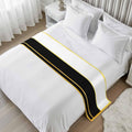 Modern Black Gold Bed Runners for Queen Size Beds, Decorative Bed Throws for Foot of Beds, Luxury Bedding Protector Slipcover Minimalist Geometric Yellow Striped Hotel Bedrunners & Scarves, 94"x20"