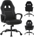Gaming Chair PC Office Chair Ergonomic Gamer Chair PU Leather Executive Computer Chair with Lumbar Support High Back Adjustable Rolling Swivel Desk Chair for Adult Teen, Black