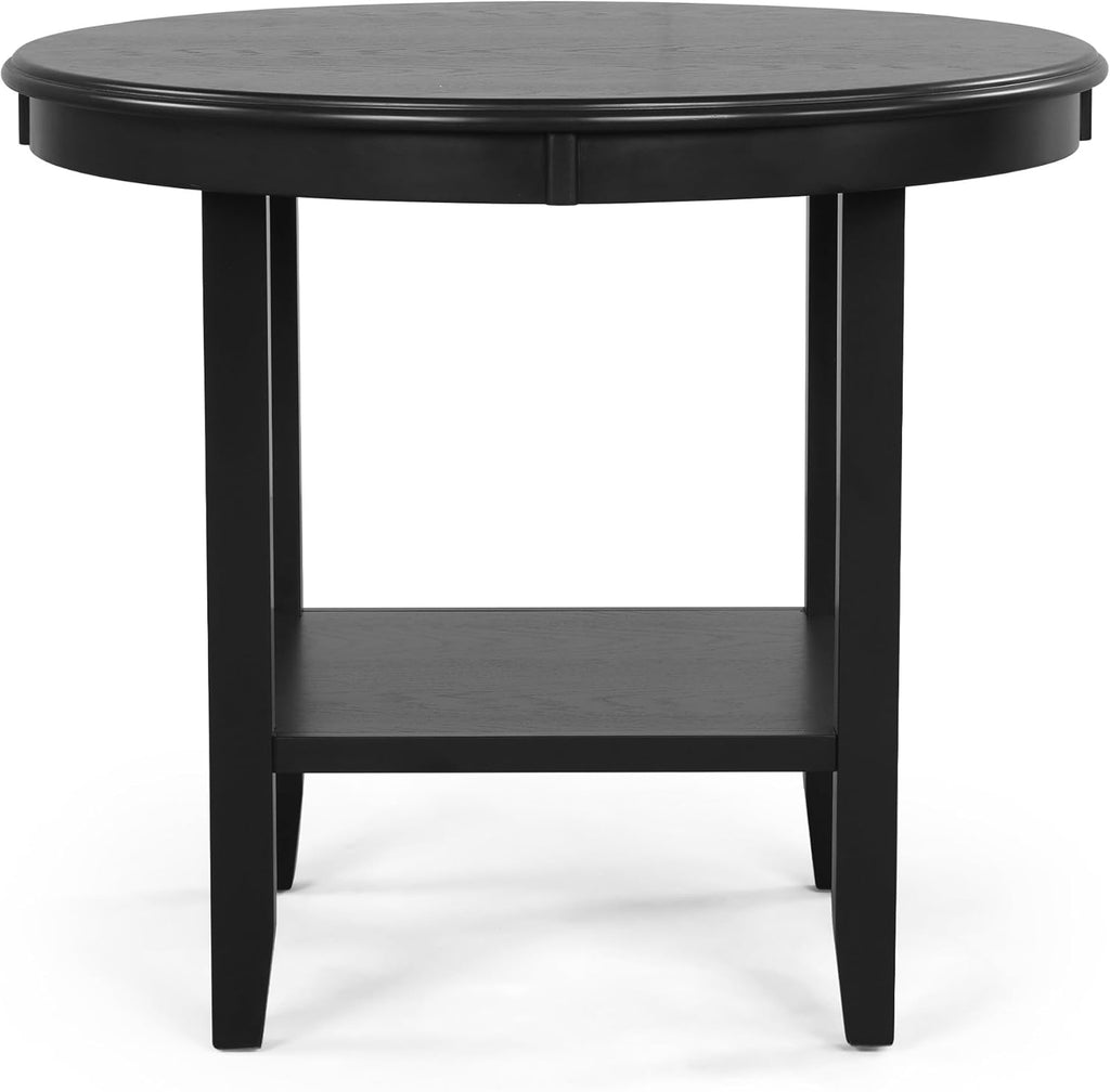 SogesHome Solid Wood Round End Table with Storage Shelf, Heavy Duty Small Kitchen Table for 2-4 People, Rustic Modern Space Saving Side Desk for Living Room, Bedroom, Kitchen, Office, Hallway