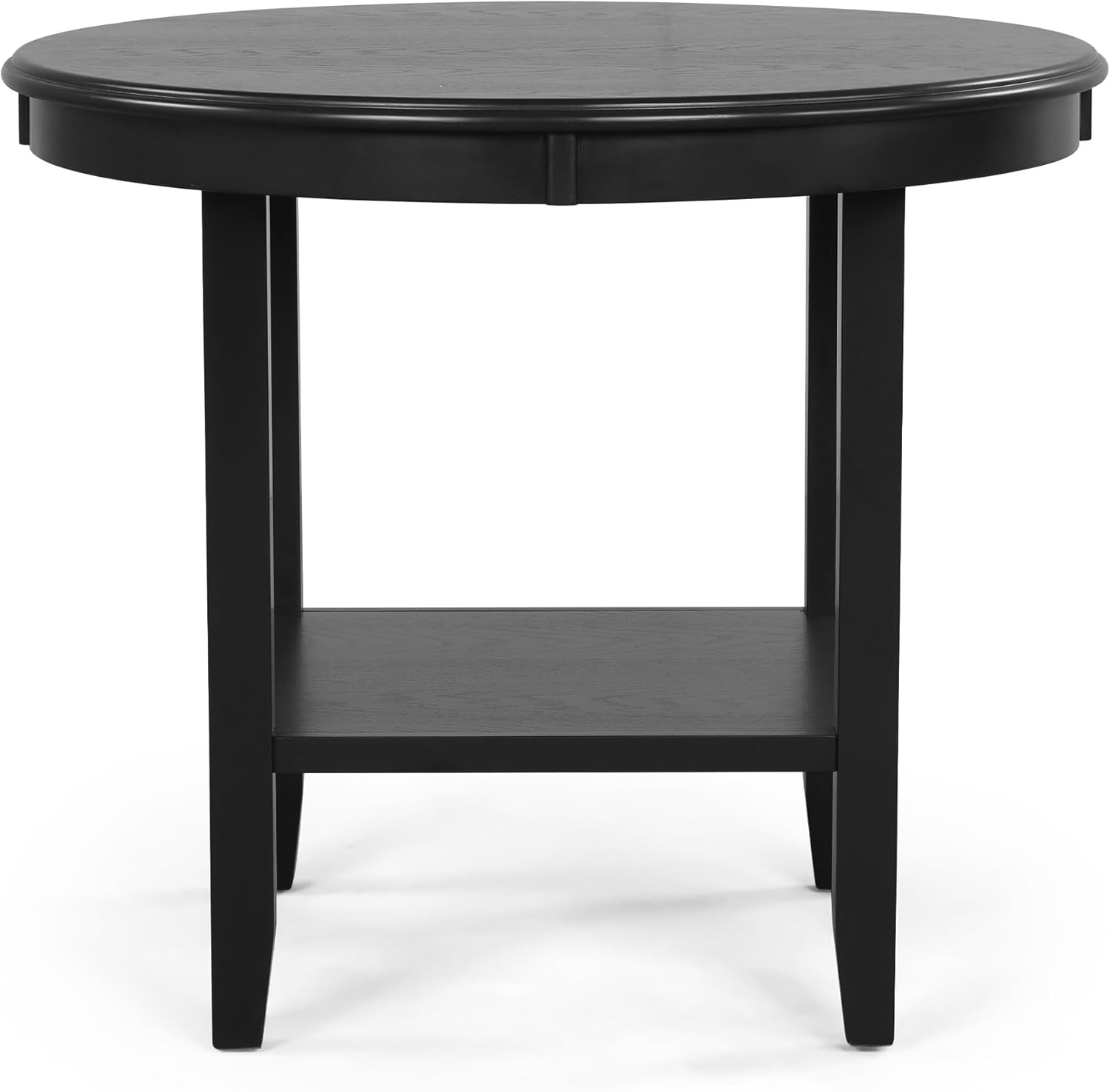 SogesHome Solid Wood Round End Table with Storage Shelf, Heavy Duty Small Kitchen Table for 2-4 People, Rustic Modern Space Saving Side Desk for Living Room, Bedroom, Kitchen, Office, Hallway