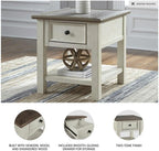 BOWERY HILL 2-Piece End Table Set in Antique White and Weathered Oak