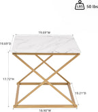 unipaws Modern Nesting Coffee Table Set of 3, Faux Marble Top with Golden Frame, Coffee Table with 2 Square End Side Tables, Perfect for Living Room, Apartment, Office