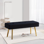 Upholstered Bench for Bedroom End of Bed, 40-inch Entryway Bench for Living Room, Dining Bench with Padded Seat and Metal Legs for Kitchen Bedroom,Indoor and Hallway (Black Velvet Bench)