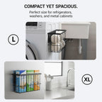 2 Pcs Magnetic Basket Fridge Dryer Ball Holder for Laundry Room Organization and Storage, Magnetic Lint Bin Home Organization for Laundry Room, Kitchen & Office Class School (Black, L&XL-2pcs)