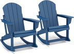 GREENVINES Adirondack-Rocking-Chairs | Set of 2 | HDPE Plastic | Porch Rocker Chair | for Outdoor Patio Deck | Weatherproof | Blue