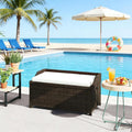 Outdoor Wicker Storage Bench with Lift Top Lid for Patio and Deck Organization