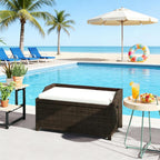 Outdoor Wicker Storage Bench with Lift Top Lid for Patio and Deck Organization
