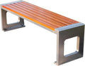 Outdoor Bench with Wooden seat and Stainless Steel Legs, Capable of Supporting 1000kg, Suitable for Stations, Parks, courtyards, and Streets Yellow - Loop-Shaped 150cm