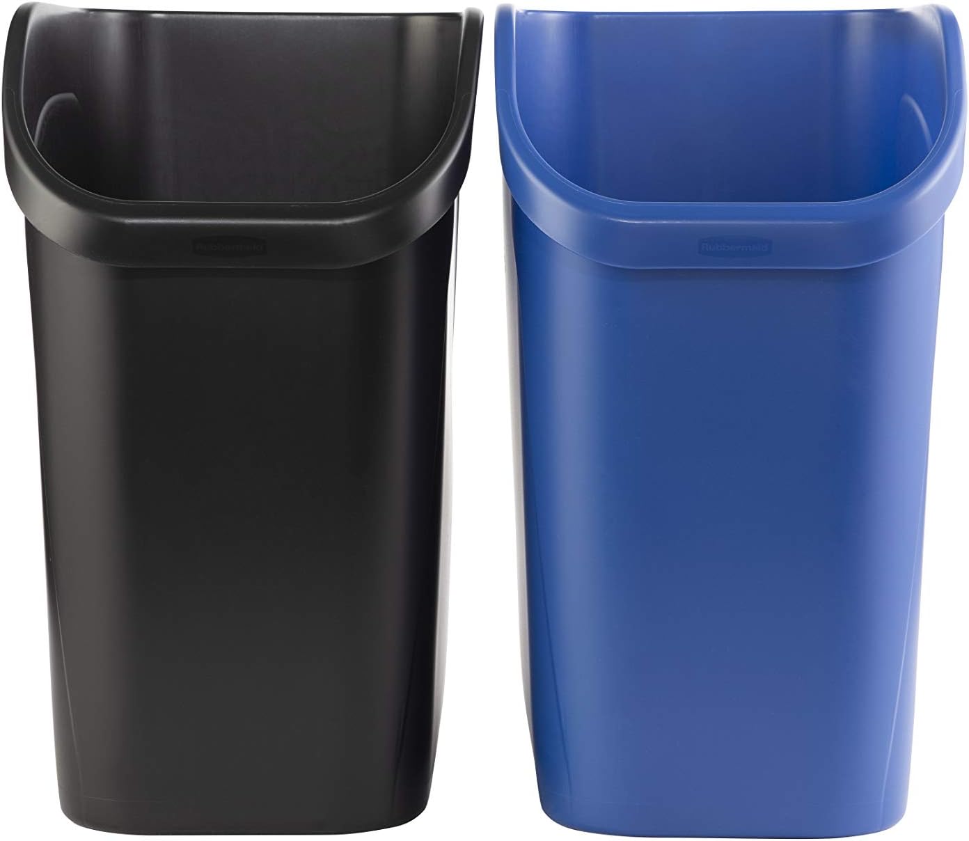 Rubbermaid Undercounter Small Trash Can, 2 Pack Blue and Black for Recycling/Waste, 9.4-Gallon, Fits under Sink/Desk/Cabinet for use in Kitchen/Bathroom/Office