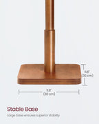 VASAGLE Solid Wood Coat Rack, Free Standing Hall Coat Tree with 8 Hooks, 3 Height Options, for Coats, Hats, Bags, Purses, for Entryway, Hallway, Rubberwood Hooks and Pole, Dark Walnut URCR010W01