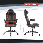 Gaming Desk Chair PC Gaming Chair Gamer Chair, Comftorable Ergonomic PU Leather Computer Office Chair with Lumbar Support Flip Up Arms, High Back Executive Gaming Stuff for Girl Kids Adults (Red)