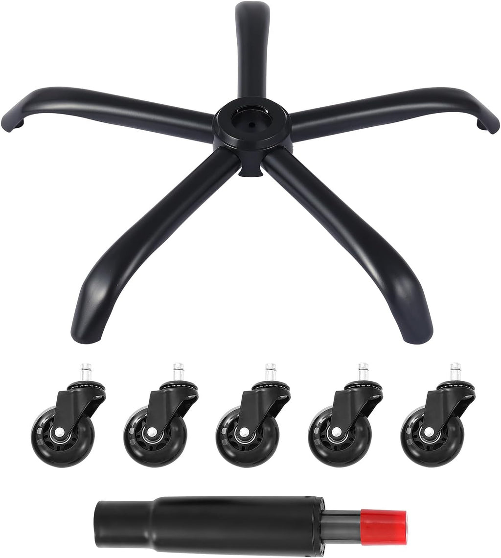 VEVOR Office Chair Base Replacement, 28", 2500 lbs Static Load Capacity, Heavy Duty Universal Computer Desk Chair Stool Base Part with 5 Casters and Gas Cylinder, Desk Chair Base Replacement, Black