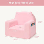 MONKISS Comfy Toddler Chair, Cute Toddler Foam Couch, High Back Kids Reading Armchairs, Birthday Gifts for Boys and Girls, 1-6 Years Old, Pink Cat