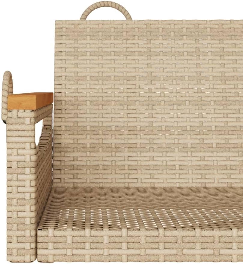 Patio Swing Bench Beige,Beige Poly Rattan Swing Bench Durable, Stylish Outdoor & Indoor Garden Furniture for Two Patio Furniture