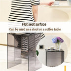 Modern Plastic Side Table, Multi Purpose Foot Stool, Minimalist Bedside Table, Clear Accent Table, Compact Coffee Table, End Table for Bedroom, Living Room(Gray)
