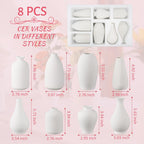 8 Pack Ceramic Bud Vase, White Ceramic Vase Modern Mini Bud Vase in Bulk for Centerpieces, Small White Vase for Flowers Pampas Grass, Wedding, Home