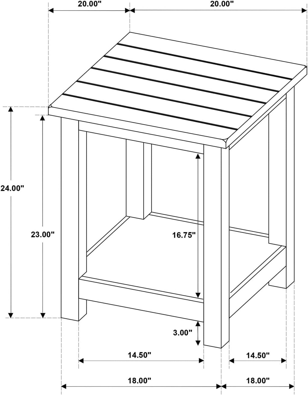 Castleton Distressed Brown Wood End Table with Shelf