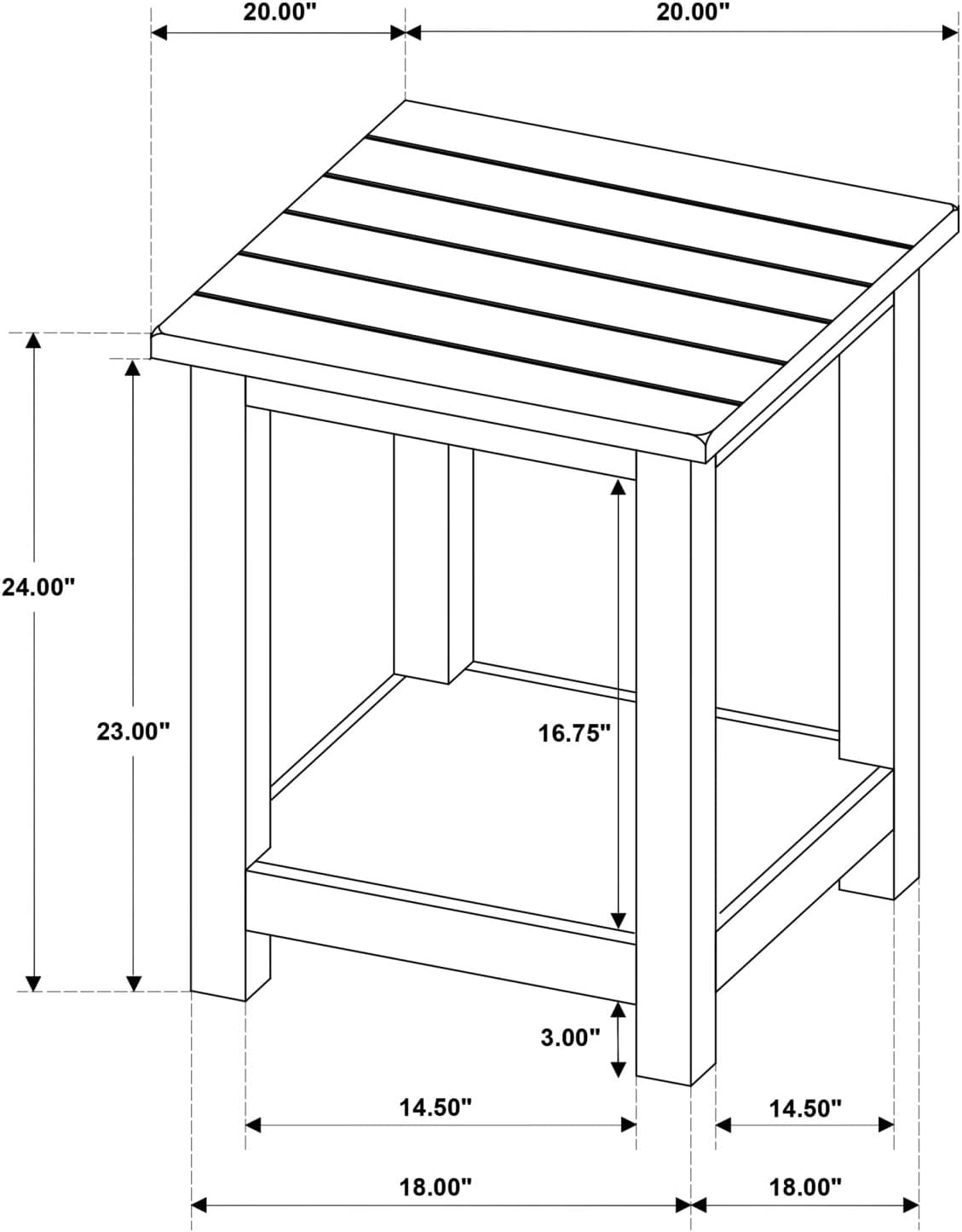 Castleton Distressed Brown Wood End Table with Shelf
