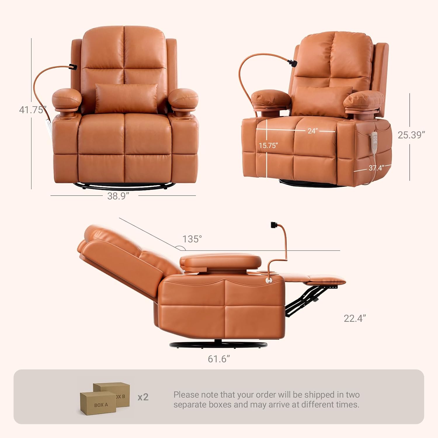 MAMAZING Lullapod Power Nursery Rocking Chair with HugAssist Armrest | Triple Motor Power Nursing Recliner with 270° Swivel Glider & Quiet Rocking, Dual Charging Ports & Built-In Storage