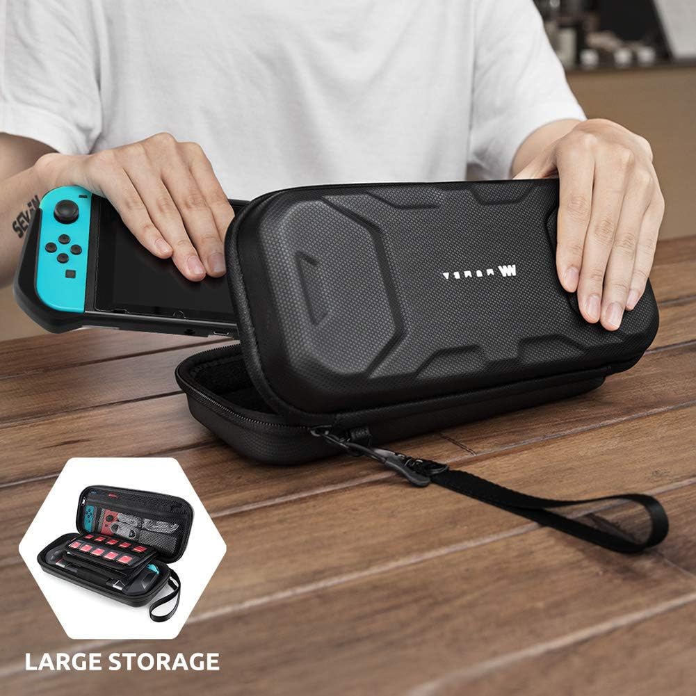 Mumba Switch Carrying Case for Nintendo Switch OLED & Nintendo Switch 2017, [Plus Version][Fits Protective Cases] Protective Hard Shell Travel Carry handbag Pouch for Blade/Battle/Rugged Case(Black)
