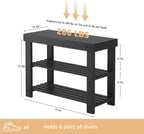NEWBULIG Shoe Rack Bench, 3-Tier Bamboo Shoe Organizer, Wooden Entryway Storage Bench, 286 lb Load Capacity, 11.2x27.6x17.9 Inches, for Entryway Bathroom Bedroom Balcony, Black