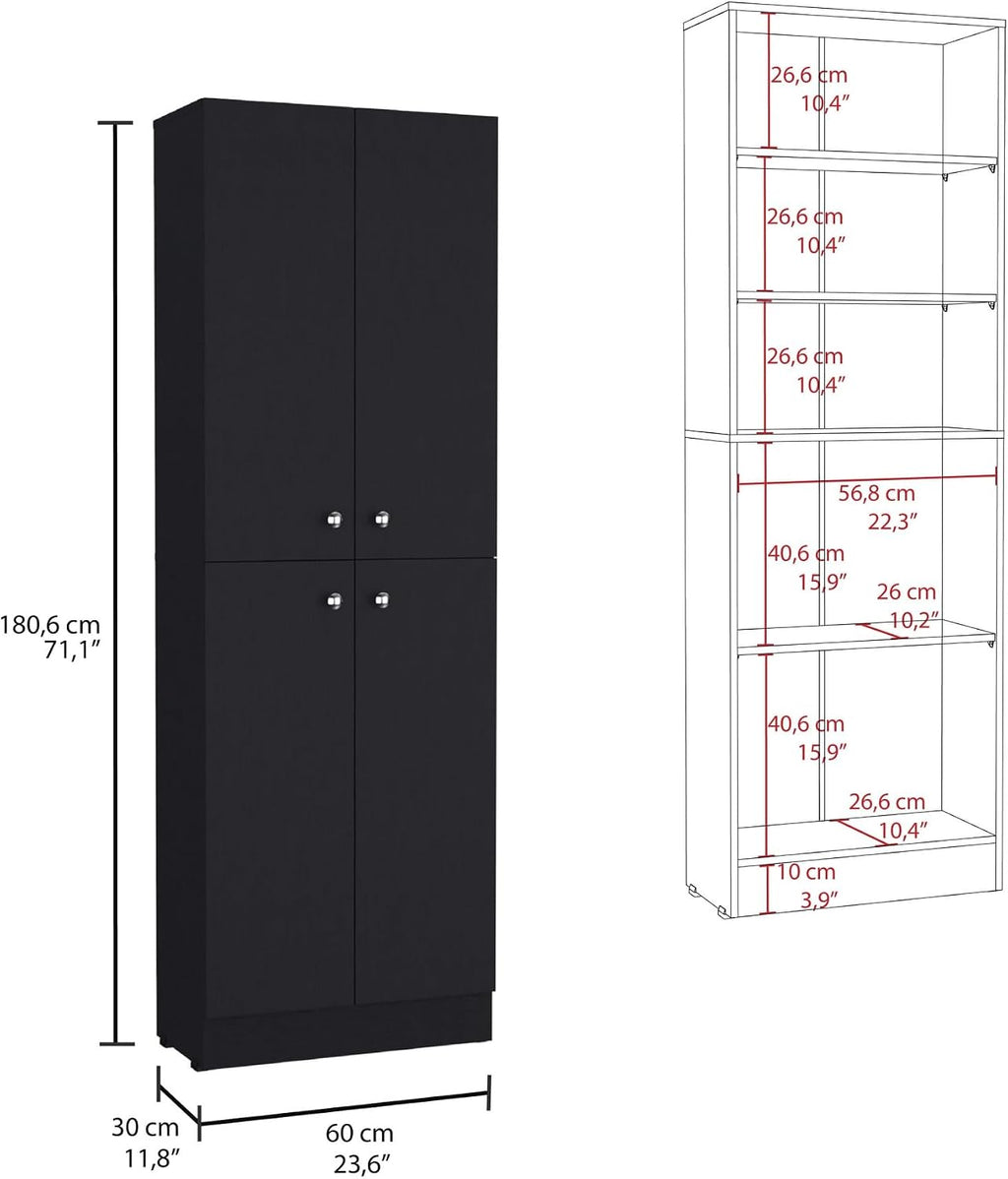 Mid-Century Pantry Storage Cabinet, Rustic Freestanding Cupboard with 5 Adjustable Shelves,for Kitchen Home