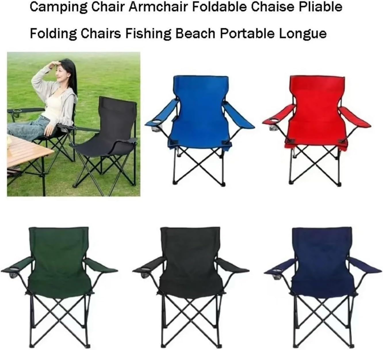 Foldable Portable Camping Armchair | Multicolor Design for Fishing Beach Lounge Outdoor Accessories(RDT300 with clamp)