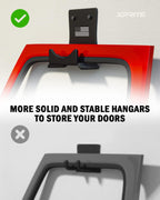 Xprite Door Storage Hangers with US Flag Pattern & Rubber Lining, 4 PCS Removable Wall Mounted Door Storage Holder Hooks Compatible with 1956-2026 Jeep Wrangler CJ YJ TJ LJ JK JKU JL JLU Gladiator JT