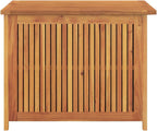 Outdoor Storage Box 29.5" Solid Acacia Wood Rustic Garden Deck Chest Brown Square Container Bench for Patio Poolside