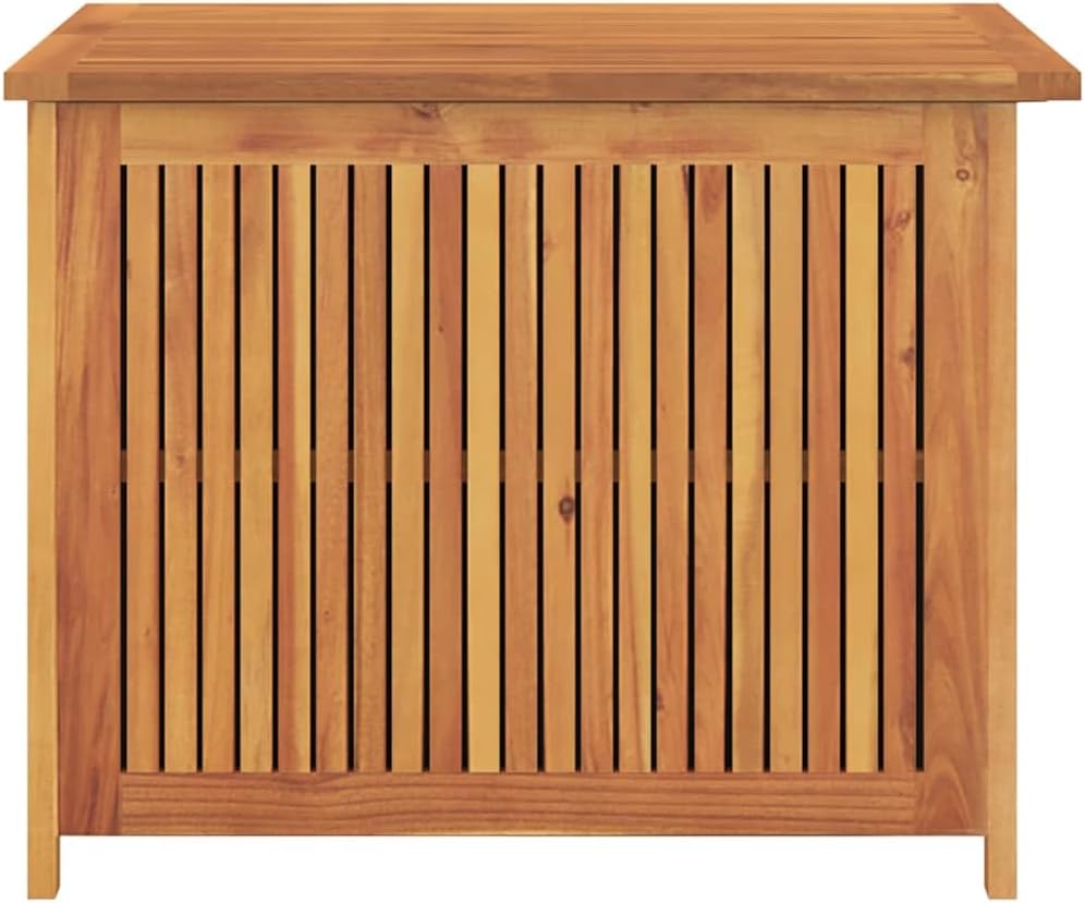 Solid Acacia Wood Garden Storage Box with Flap Closure, 29.5x29.5x22.8 Inch Outdoor Organizer for Cushions Tools, Rustic Patio Furniture, Weather Resistant Seating Bench