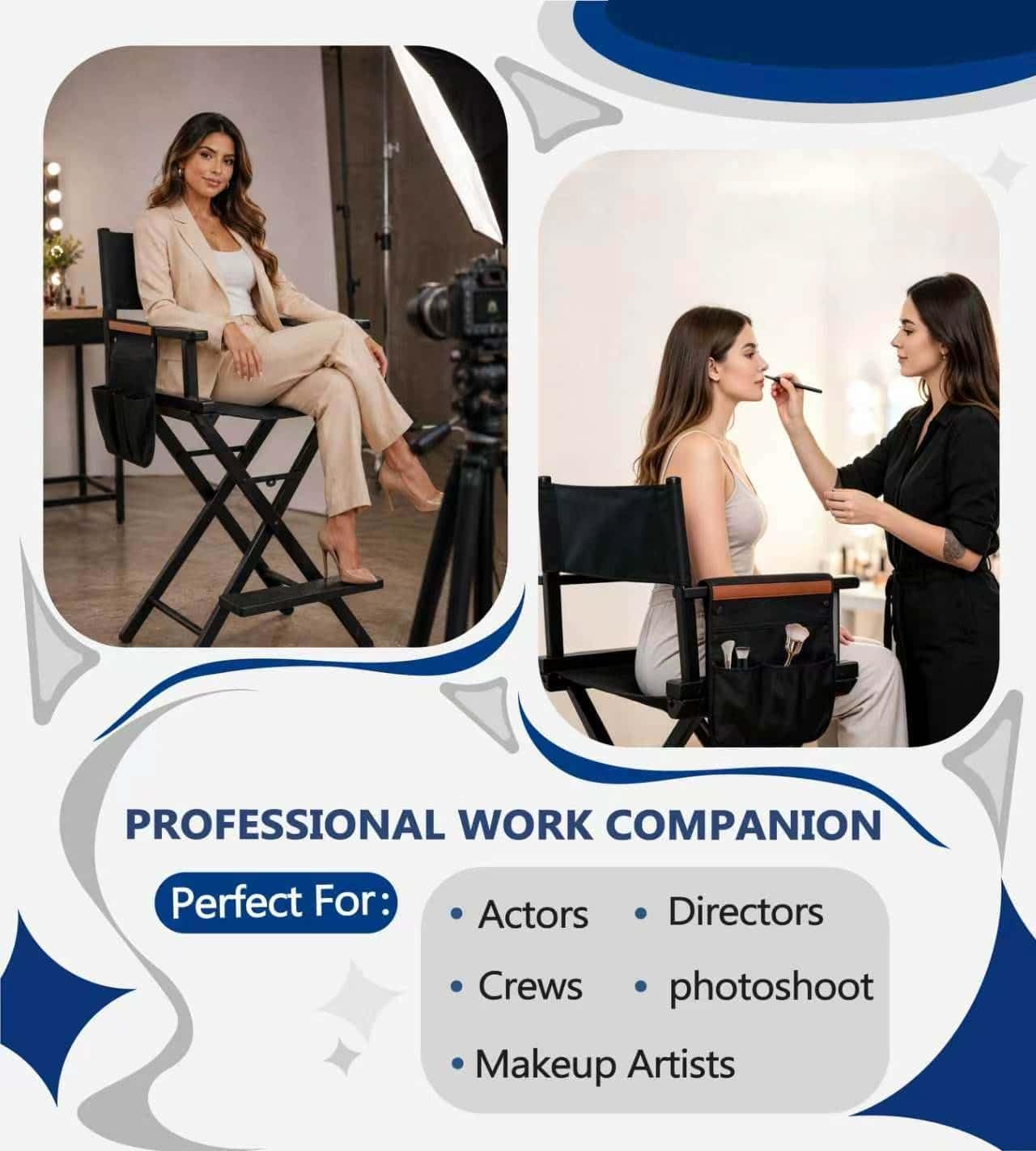 30" Extra Tall Folding Directors Chair, Lightweight Aluminum Makeup Artist Chair for Client, Portable Director Chair for Photography Studio, 7.9 LBS with 2 Covers, Side Bags, Footrest, 300 lbs