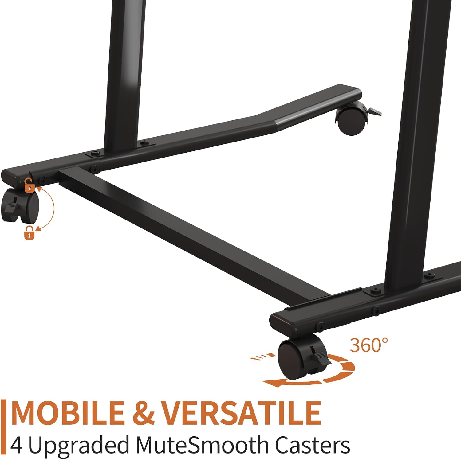 Treadmill Desk, 30"-47" Adjustable Height Mobile Small Standing Desk for Walking Pad, Trainer Stand on Wheels,Rolling Portable Standing Table for Bike/Running and Home Office Work (Black)