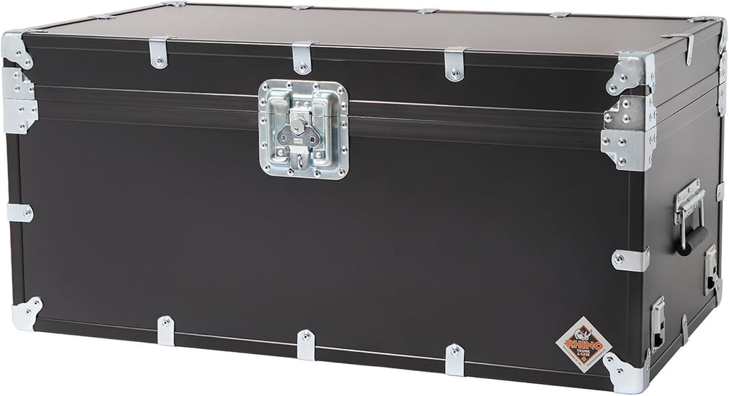 Rhino Trunk & Case XL Indestructo Travel Trunk Luggage With Wheels - 35"x19"x16" Heavy-Duty USA Made Road Case, Strong Flight Cases, ATA Case Style Footlocker, or Secure College Dorm Storage Chest