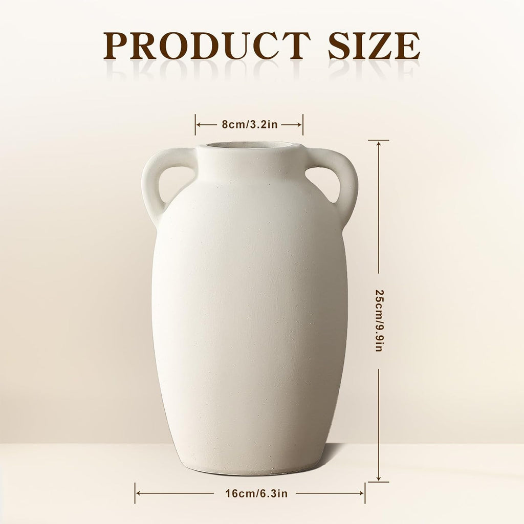 White Ceramic Vase-Boho Decorative Vase,Terracotta Tall Vases Decorative Pottery are Suitable for Decorating Living Rooms,Kitchens,and Bedrooms.