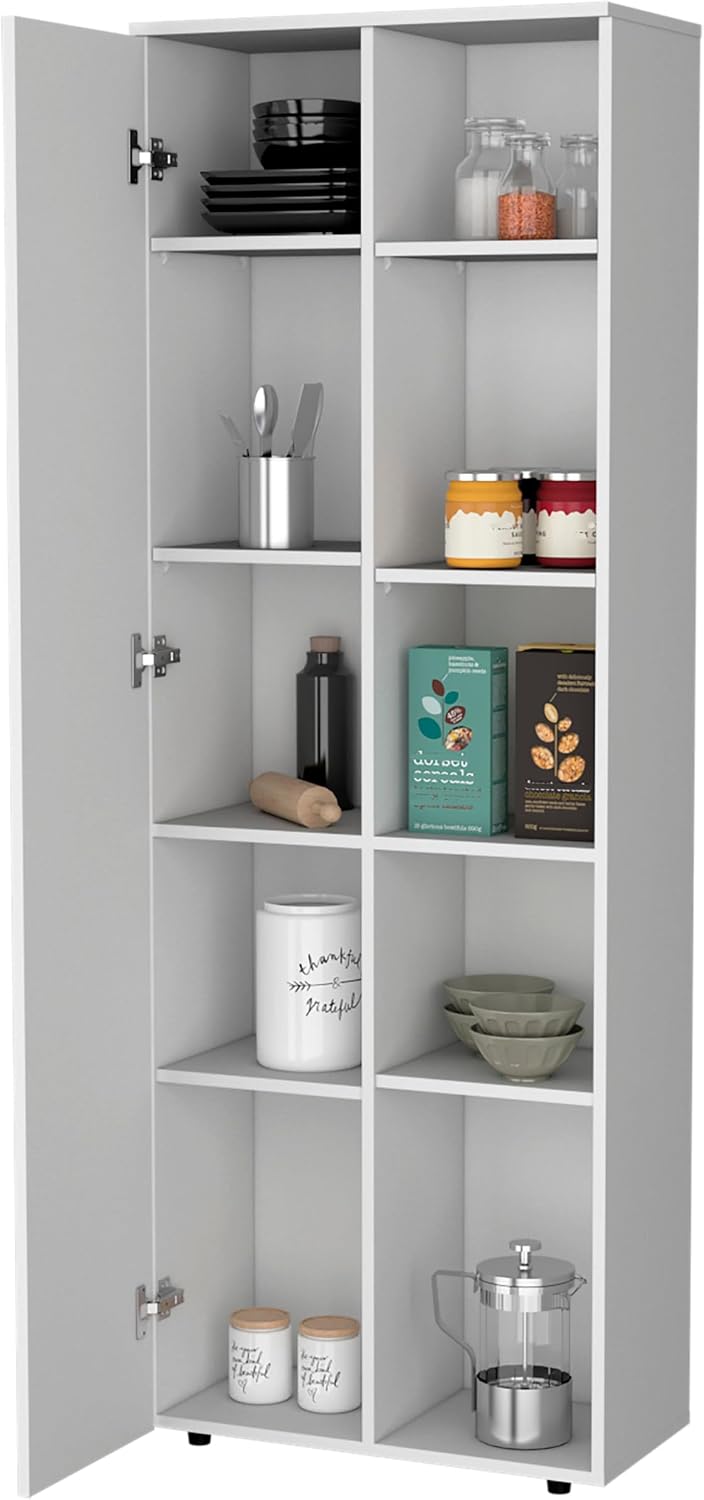 White 1-Door Multistorage Kitchen Pantry,Buffet Kitchen Sideboard,Four Legs,for Kitchen,Dining Room,11.8 * 23.6 * 66.9
