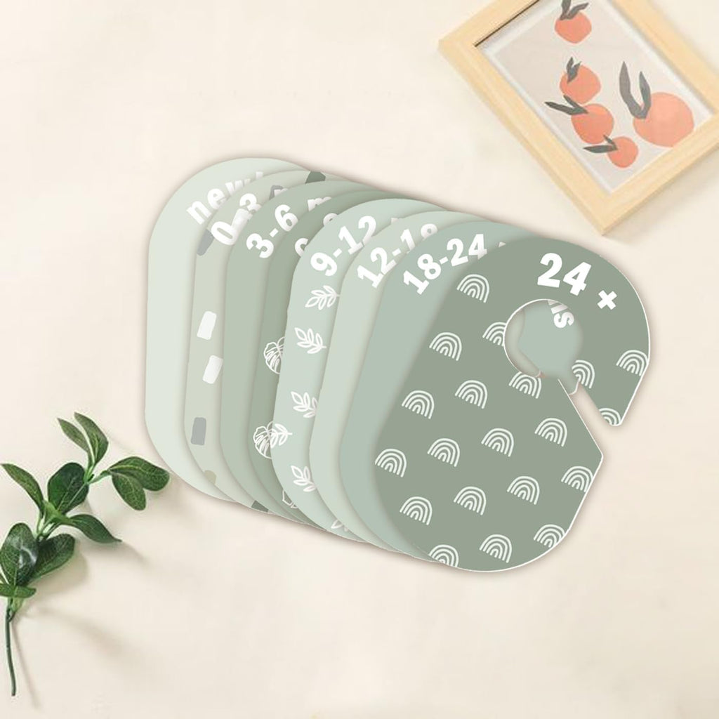 Baby Closet Dividers 8 Pack – Baby Clothes Organizer, Green Leaf Baby Closet Organizer for Neutral Nursery, Baby Clothes Dividers for Closet (Green)